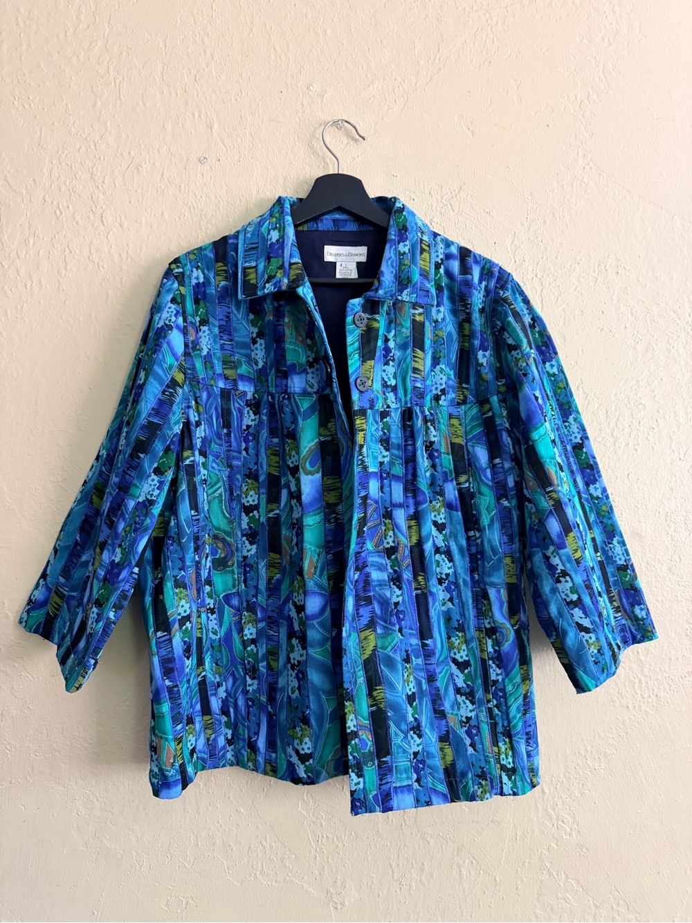 Terry Baker Blue-Green Printed Blazer Jacket